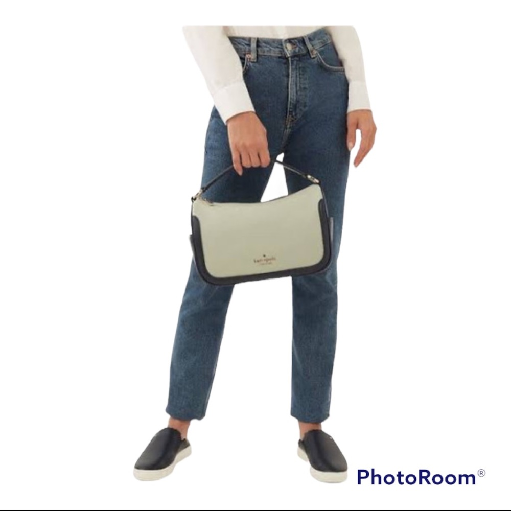 Kate Spade Light Pistachio & Navy Blue Color Block Leather Crossbody